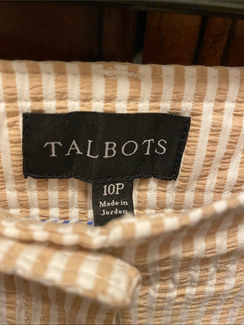 💐Talbots Beige & White Stripe Seersucker Pants - Picture 6 of 6
